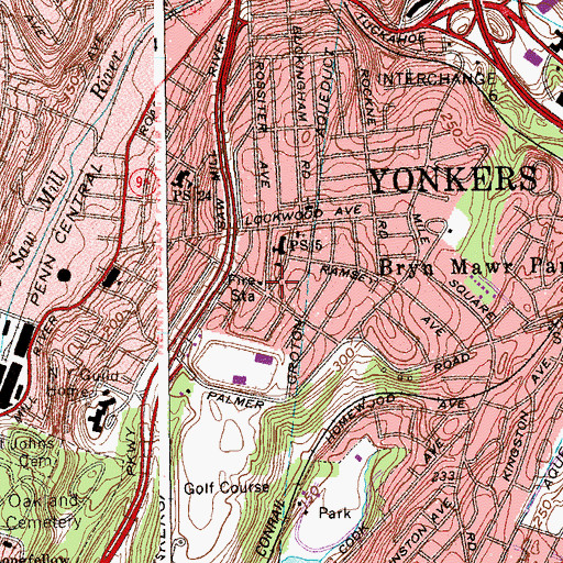 Topographic Map of Glenhill Avenue Park And Playground, NY