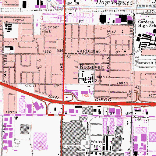 Topographic Map of One Hundred Eighty-Sixth Street School, CA