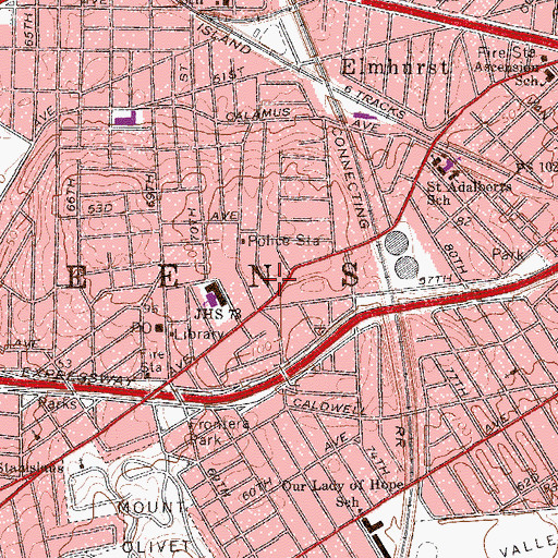 Topographic Map of Maspeth Bible Church, NY