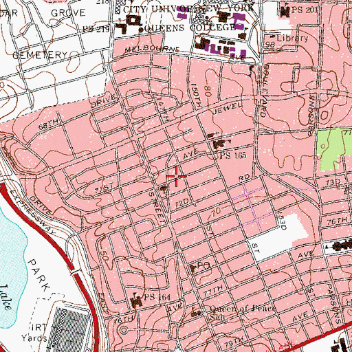 Topographic Map of Congregation Mikveh Israel of Kew Gardens, NY