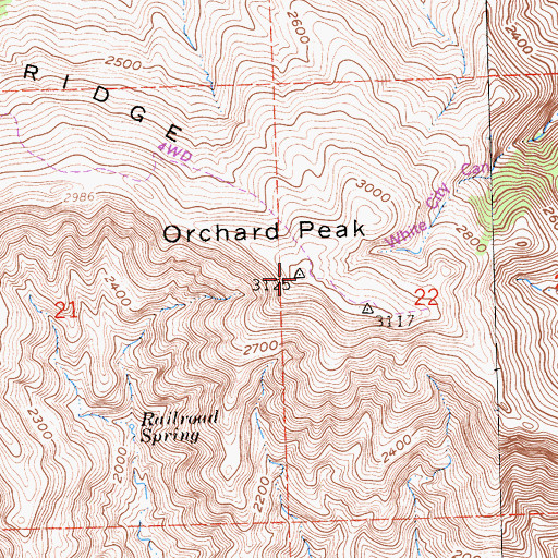 Topographic Map of Orchard Peak, CA