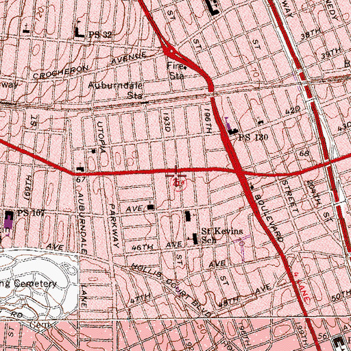 Topographic Map of New Hope Church of New York, NY