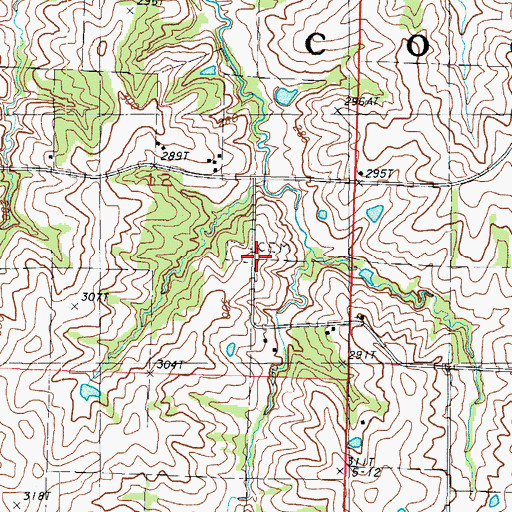 Topographic Map of Long Branch Cemetery, MO