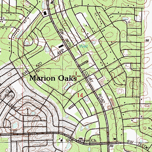 Topographic Map of Marion Oaks Shopping Center, FL