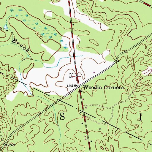 Topographic Map of Woodin Corners Cemetery, NY