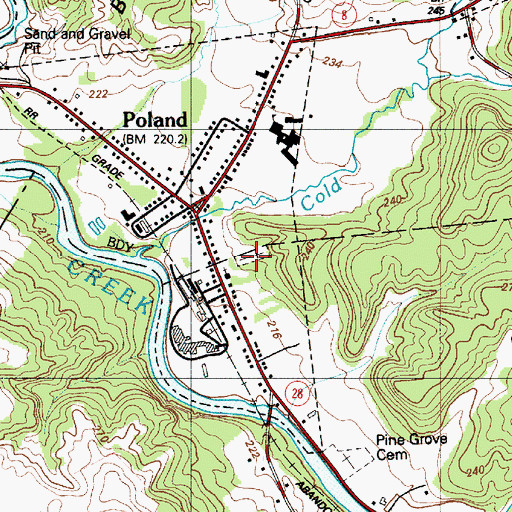Topographic Map of Poland Cemetery, NY