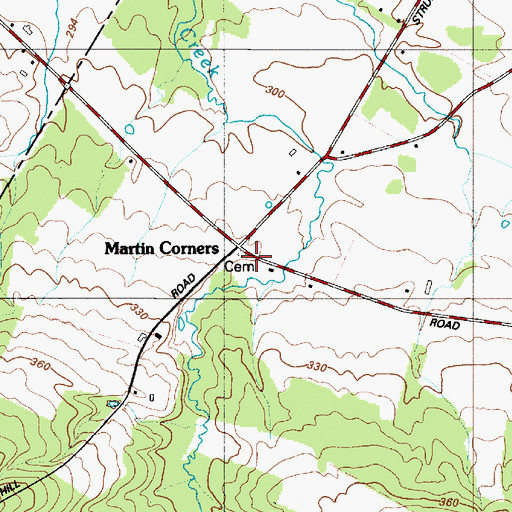 Topographic Map of Martins Corners Cemetery, NY