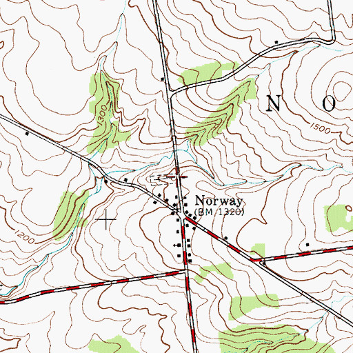 Topographic Map of Norway Rural Cemetery, NY