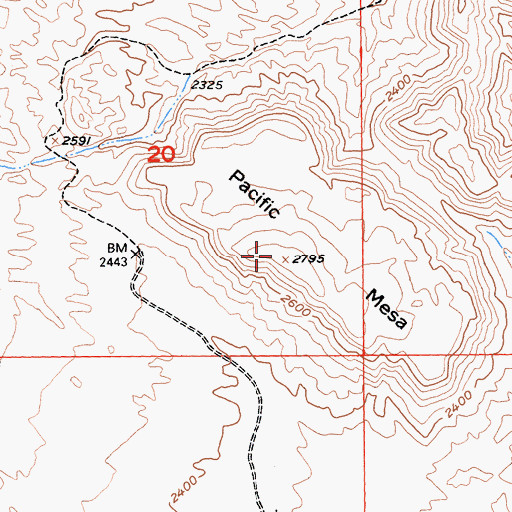 Topographic Map of Pacific Mesa, CA