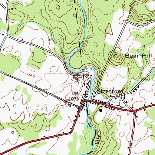 Topographic Map of Stratford Cemetery, NY