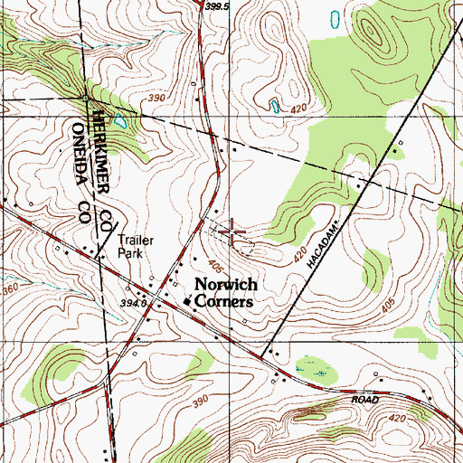 Topographic Map of Norwich Corners Cemetery, NY