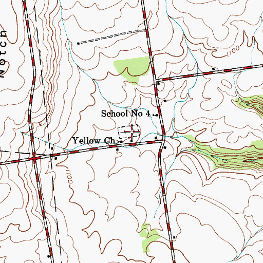 Topographic Map of Yellow Church Cemetery, NY