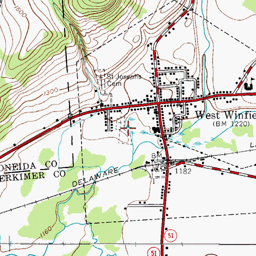 Topographic Map of West Winfield Cemetery, NY