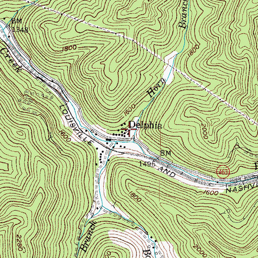 Topographic Map of Delphia School (historical), KY