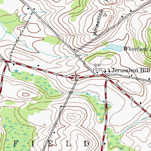 Topographic Map of Jerusalem Hill Cemetery, NY