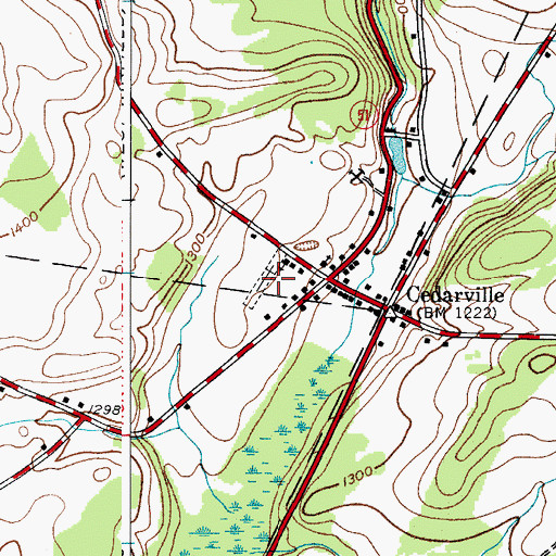 Topographic Map of Cedarville Cemetery, NY