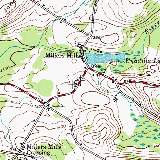 Topographic Map of Millers Mills Cemetery, NY