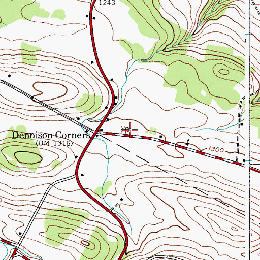 Topographic Map of Dennison Corners Cemetery, NY