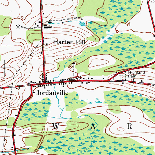 Topographic Map of Jordanville Cemetery, NY