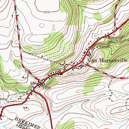 Topographic Map of Van Hornesville Cemetery, NY