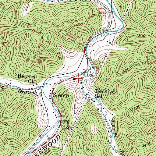 Topographic Map of Beehive (historical), KY
