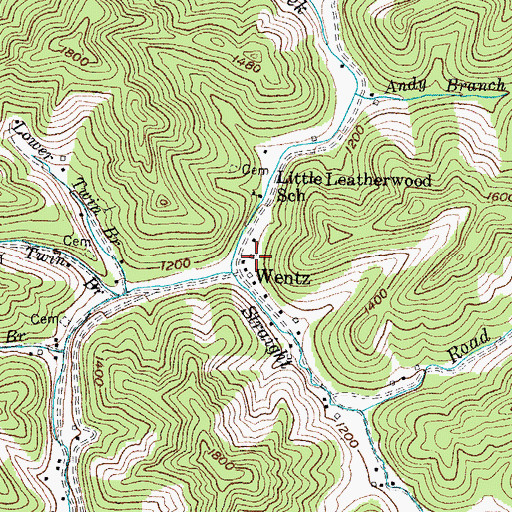 Topographic Map of Wentz Post Office (historical), KY