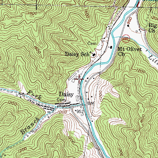 Topographic Map of Daisy Post Office (historical), KY