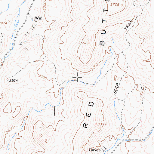 Topographic Map of Red Buttes, CA