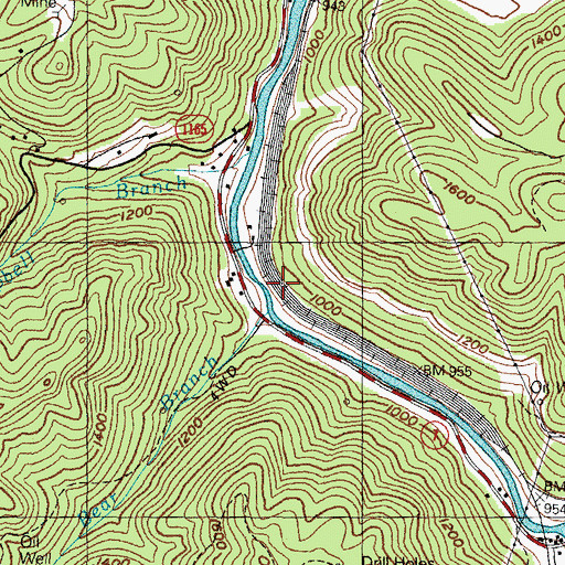 Topographic Map of Dent Railroad Yard (historical), KY