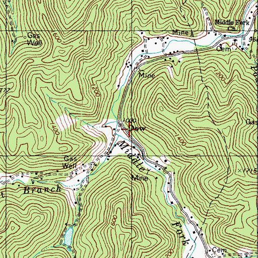 Topographic Map of Dow Post Office (historical), KY