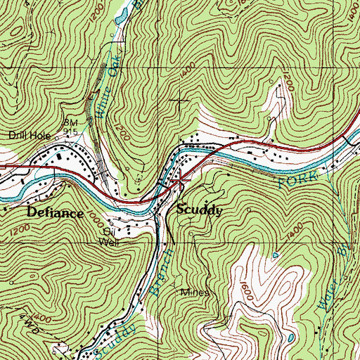 Topographic Map of Scuddy Post Office (historical), KY