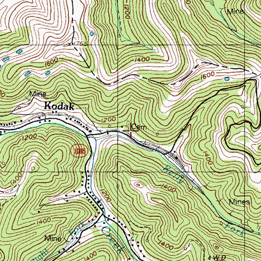 Topographic Map of Kodak Church, KY