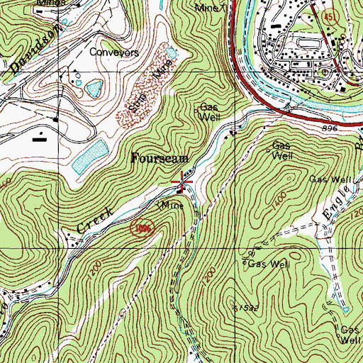 Topographic Map of Four Seam Branch, KY