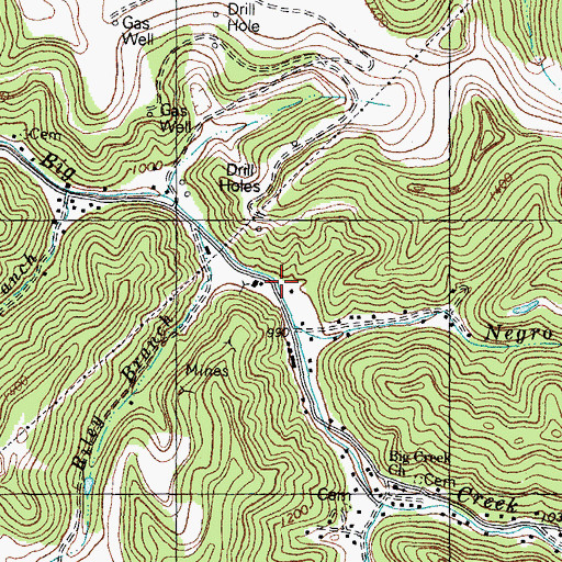 Topographic Map of Bens Branch, KY