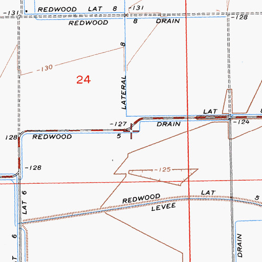 Topographic Map of Redwood Five Drain, CA