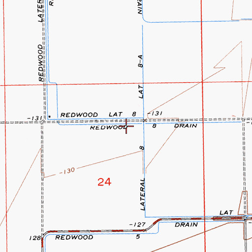 Topographic Map of Redwood Eight Drain, CA
