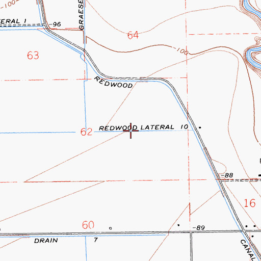 Topographic Map of Redwood Lateral Ten, CA