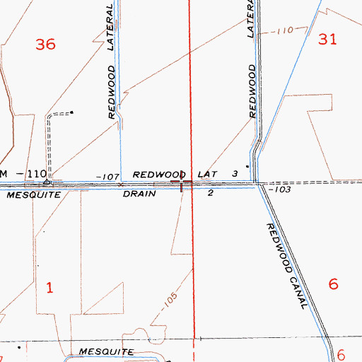 Topographic Map of Redwood Lateral Three, CA