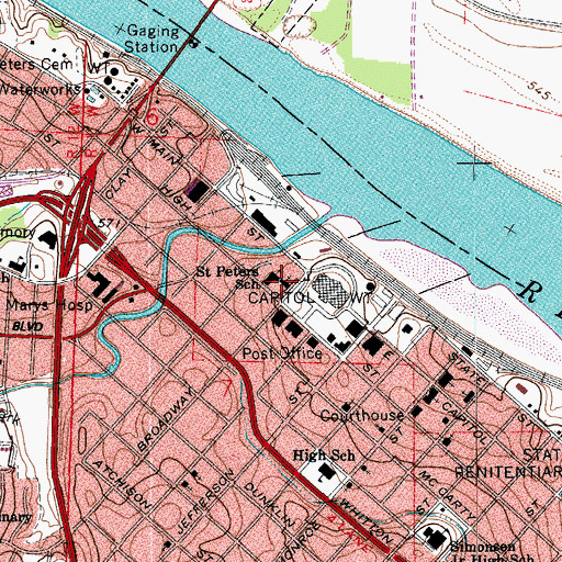 Topographic Map of Saint Peter Church, MO