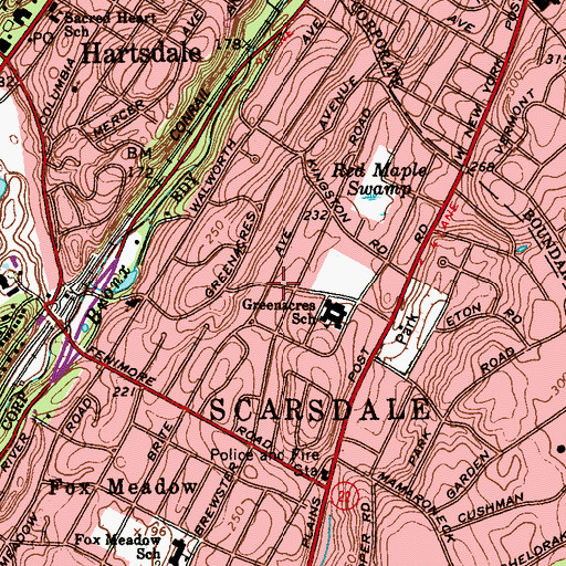 Topographic Map of Greenacres, NY