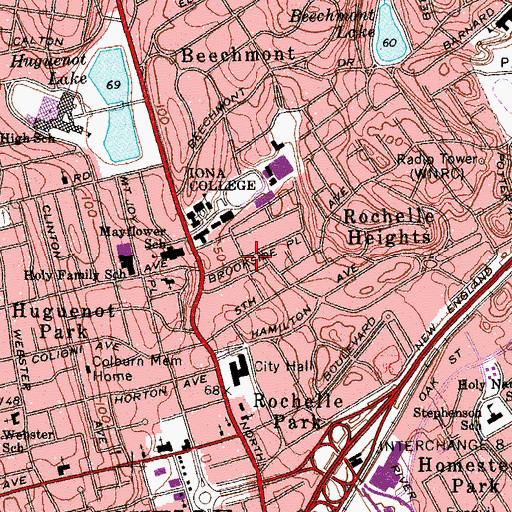 Topographic Map of Halcyon Park, NY