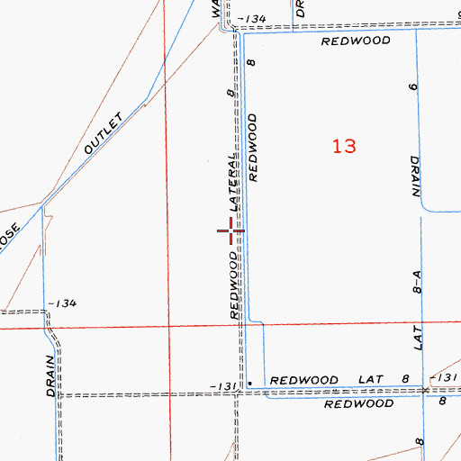 Topographic Map of Redwood Lateral Eight, CA