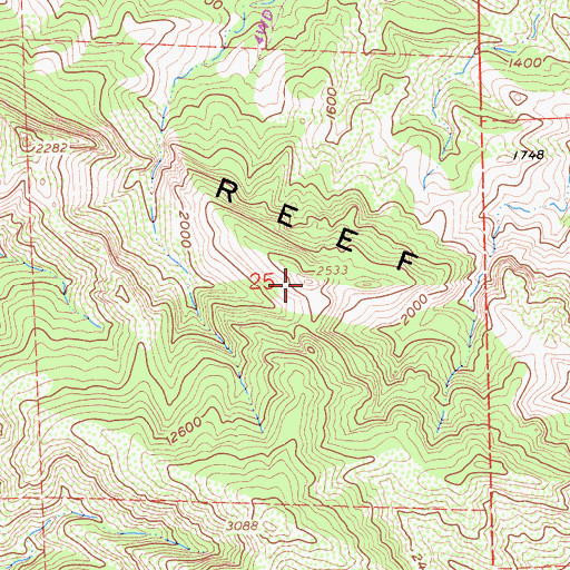 Topographic Map of Reef Ridge, CA