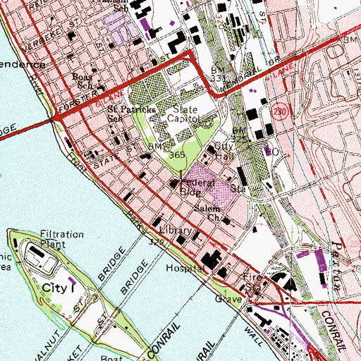 Topographic Map of Ronald Reagan Federal Building and Courthouse, PA