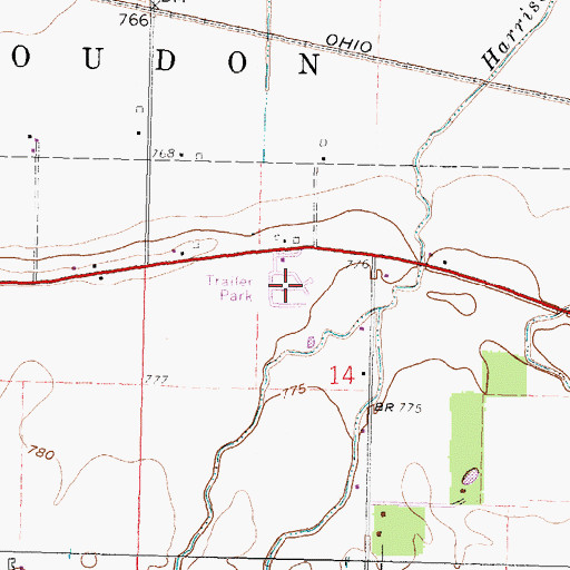 Topographic Map of Hopewell Estates, OH