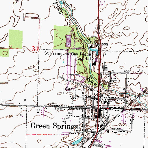 Topographic Map of Indian Springs, OH