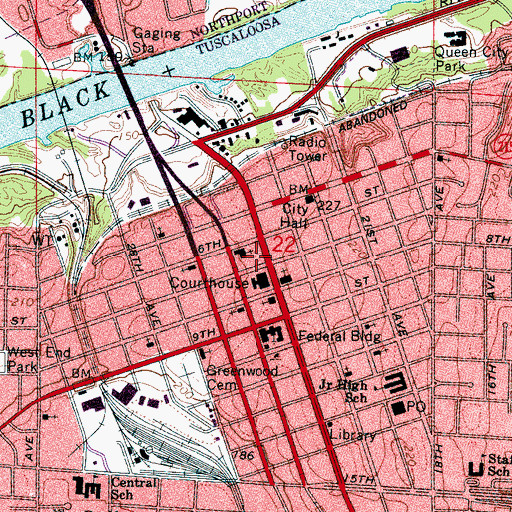 Topographic Map of Allen And Jemison Building, AL