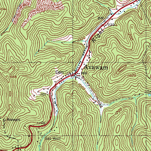 Topographic Map of Steepfield Fork, KY