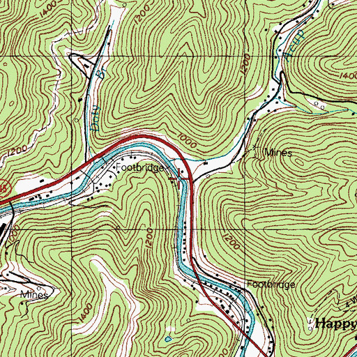 Topographic Map of Acup Railroad Station (historical), KY