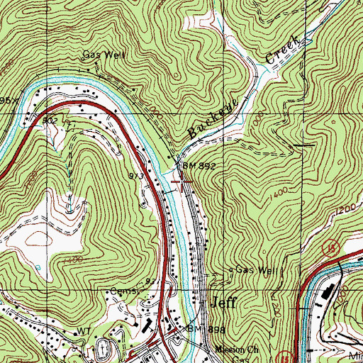 Topographic Map of Jeff Post Office, KY